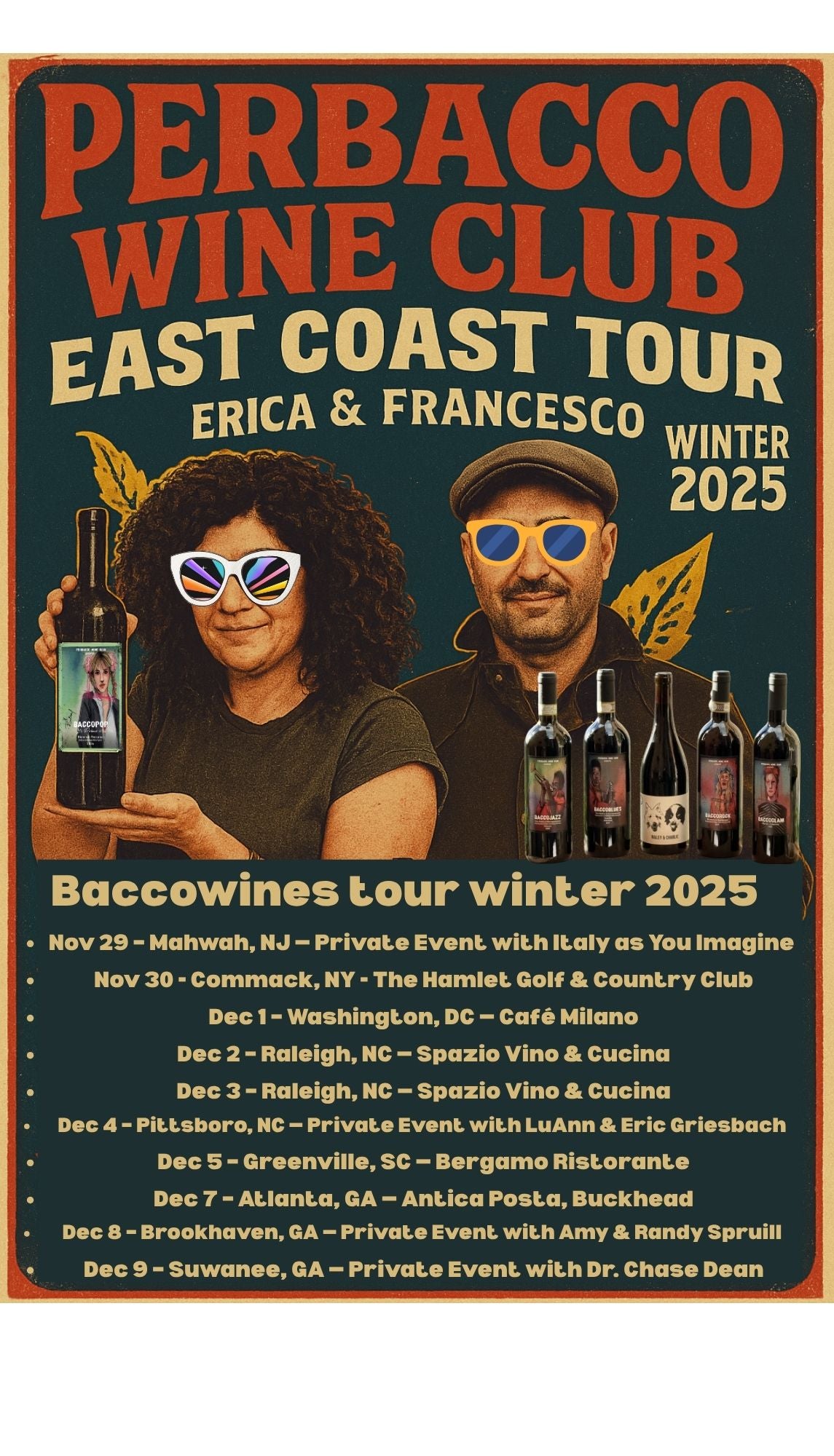 (Only invitation by Eric & LuAnn) Perbacco Wine Dinner @ Griesbach's with chef LuAnn, Pittsboro, NC. Dec 4th 2025, 6,00PM.
